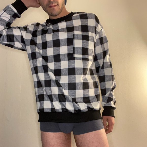 ROMWE Men's Gingham Sweatshirt with Pocket (NWT) - Picture 5 of 5